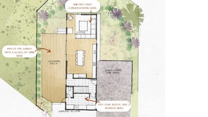 Roam Merrijig - luxury accommodation in Merrijig & Mount Buller - floor plan of ground floor
